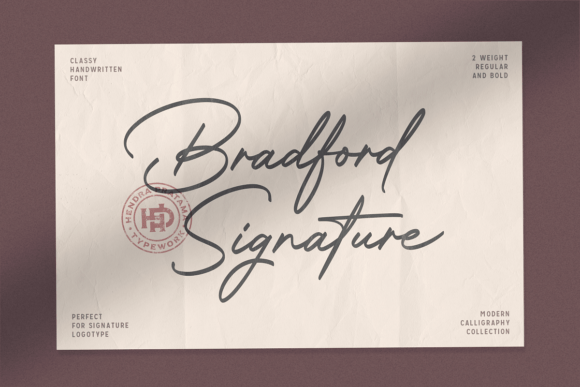 Bradford Signature: Elegant Script Font for Makers